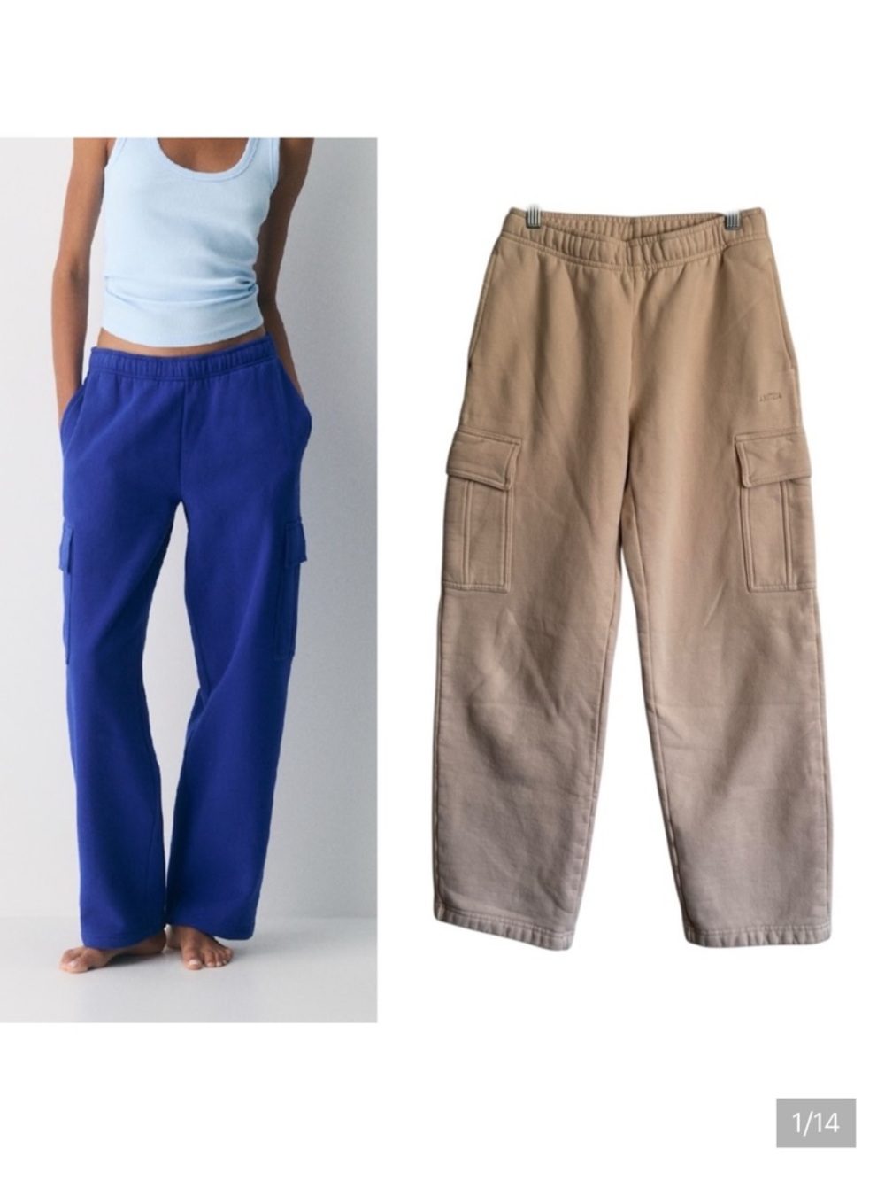 Aritzia Sweatfleece Mega Cargo Cozy Fleece Sweatpants in Marcona Beige Size XS